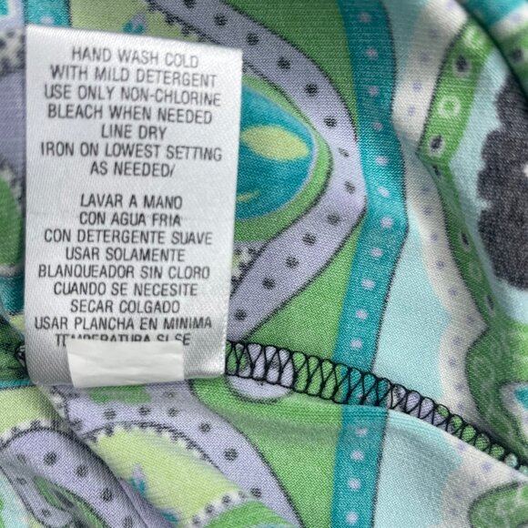 Sandra Darren Women's Blue Green Paisley 3/4 Sleeve Midi Dress Career Sz 10 - Picture 10 of 10